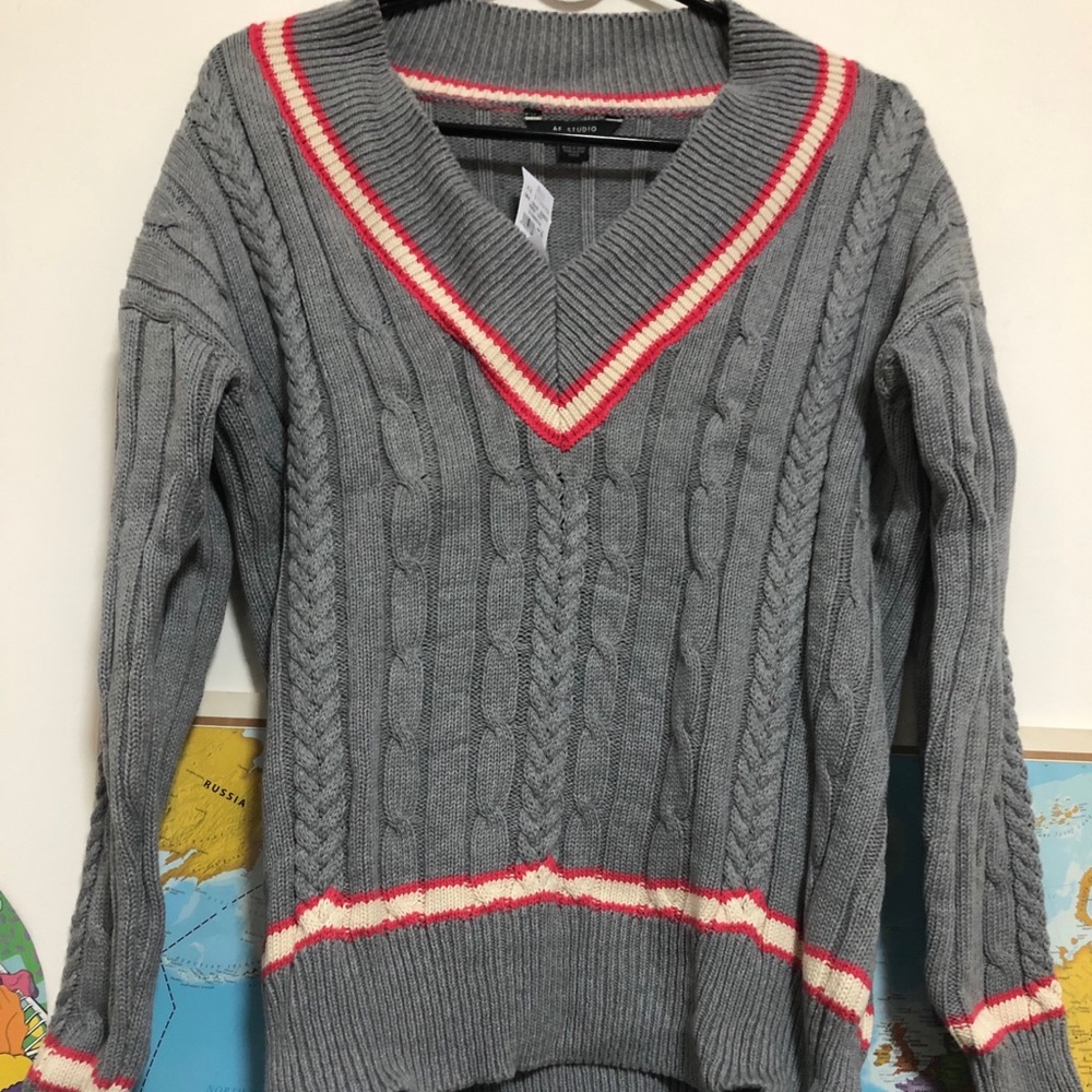 Grey cotton cricket sweater